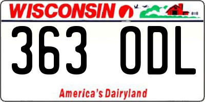 WI license plate 363ODL