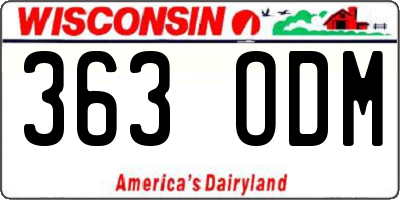 WI license plate 363ODM