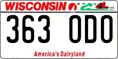 WI license plate 363ODO