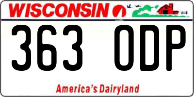 WI license plate 363ODP