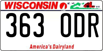 WI license plate 363ODR