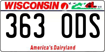 WI license plate 363ODS