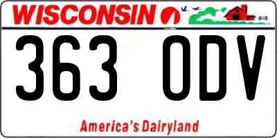 WI license plate 363ODV