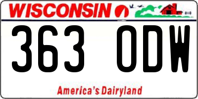 WI license plate 363ODW