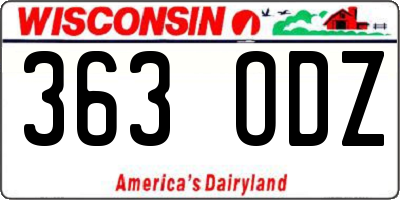 WI license plate 363ODZ
