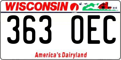 WI license plate 363OEC