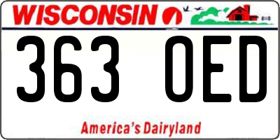 WI license plate 363OED