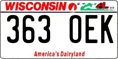 WI license plate 363OEK