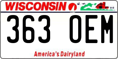 WI license plate 363OEM