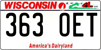 WI license plate 363OET