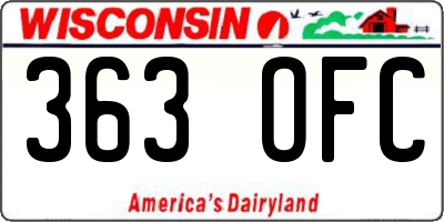 WI license plate 363OFC