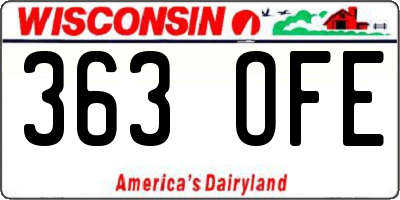 WI license plate 363OFE