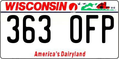 WI license plate 363OFP