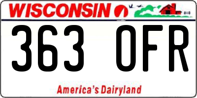 WI license plate 363OFR