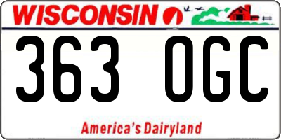 WI license plate 363OGC