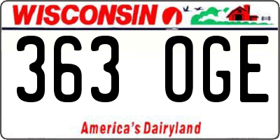 WI license plate 363OGE