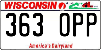 WI license plate 363OPP