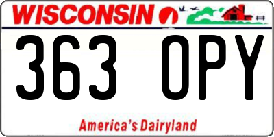 WI license plate 363OPY