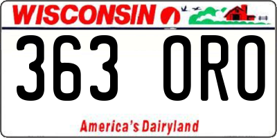 WI license plate 363ORO