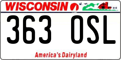 WI license plate 363OSL