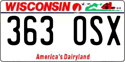 WI license plate 363OSX