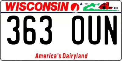 WI license plate 363OUN