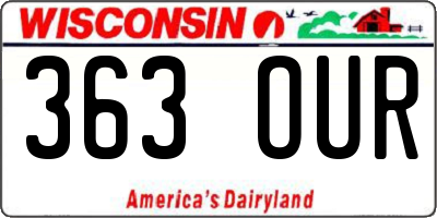 WI license plate 363OUR