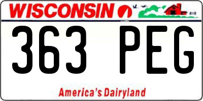 WI license plate 363PEG