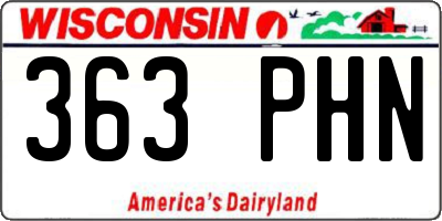 WI license plate 363PHN