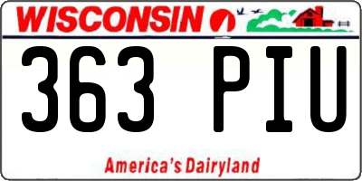 WI license plate 363PIU