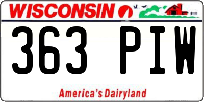 WI license plate 363PIW
