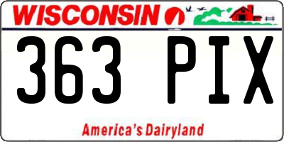 WI license plate 363PIX