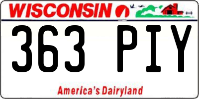 WI license plate 363PIY