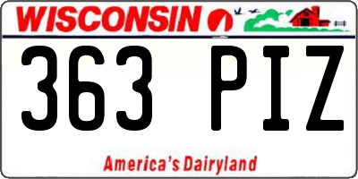 WI license plate 363PIZ