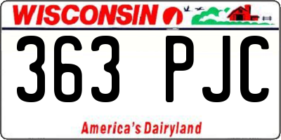 WI license plate 363PJC
