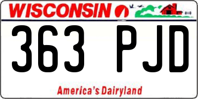 WI license plate 363PJD