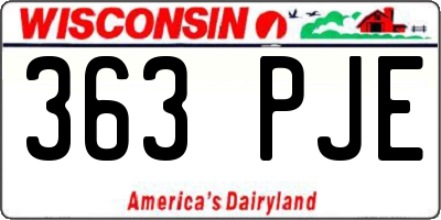 WI license plate 363PJE