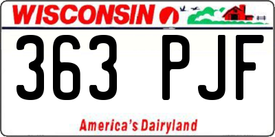 WI license plate 363PJF