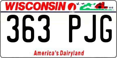 WI license plate 363PJG
