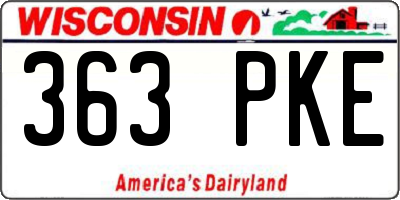 WI license plate 363PKE