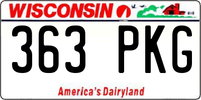 WI license plate 363PKG