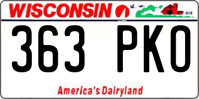 WI license plate 363PKO