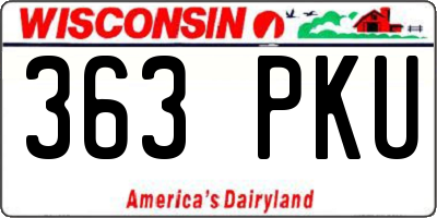 WI license plate 363PKU