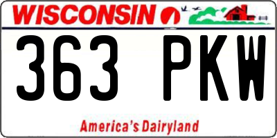 WI license plate 363PKW