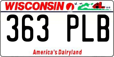 WI license plate 363PLB