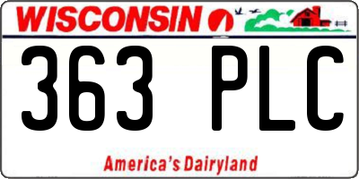 WI license plate 363PLC