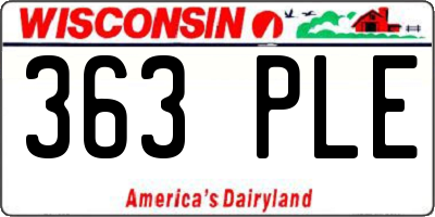 WI license plate 363PLE