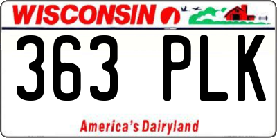 WI license plate 363PLK