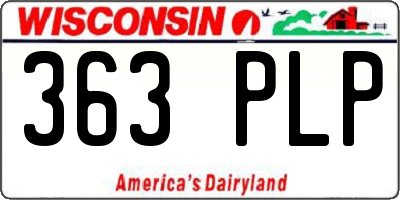 WI license plate 363PLP