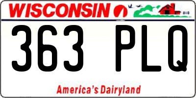 WI license plate 363PLQ